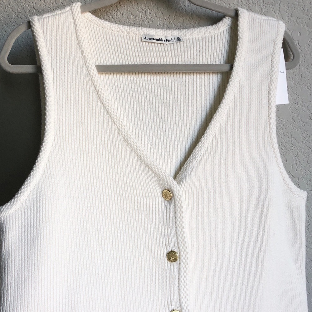 NWT Abercrombie and Fitch Mara Sweater Vest XL Cream Ivory - Picture 3 of 12